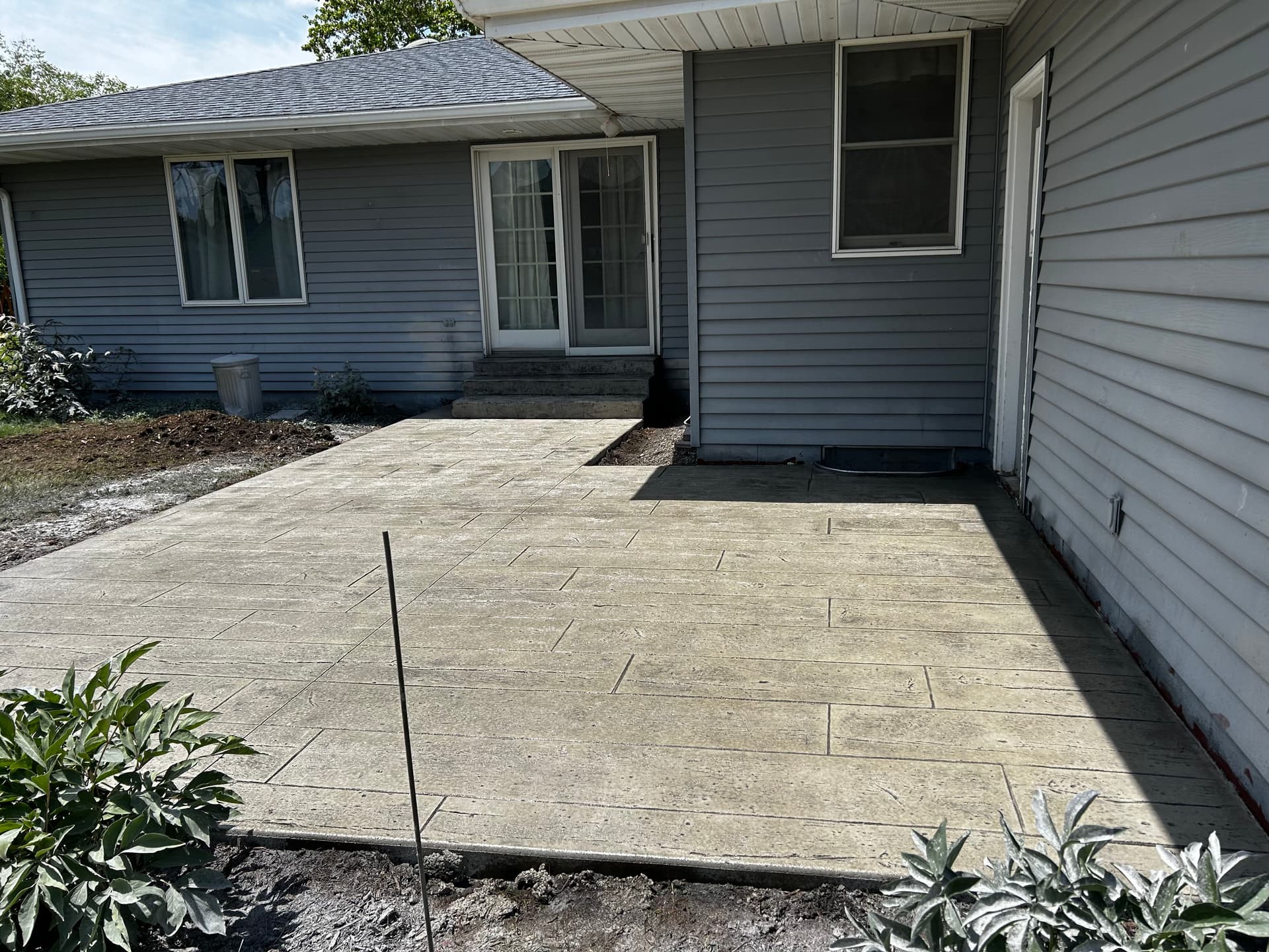 Stamped Concrete Patio with Steps in Washington Iowa