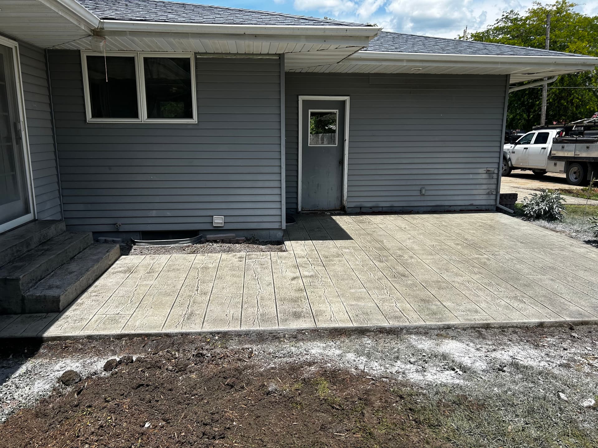 Stamped Concrete Patio with Steps in Washington Iowa